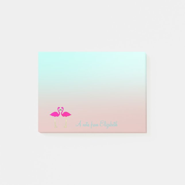 Post-it® Adorable Flamants roses Roses Dans L'Amour Personn (Devant)