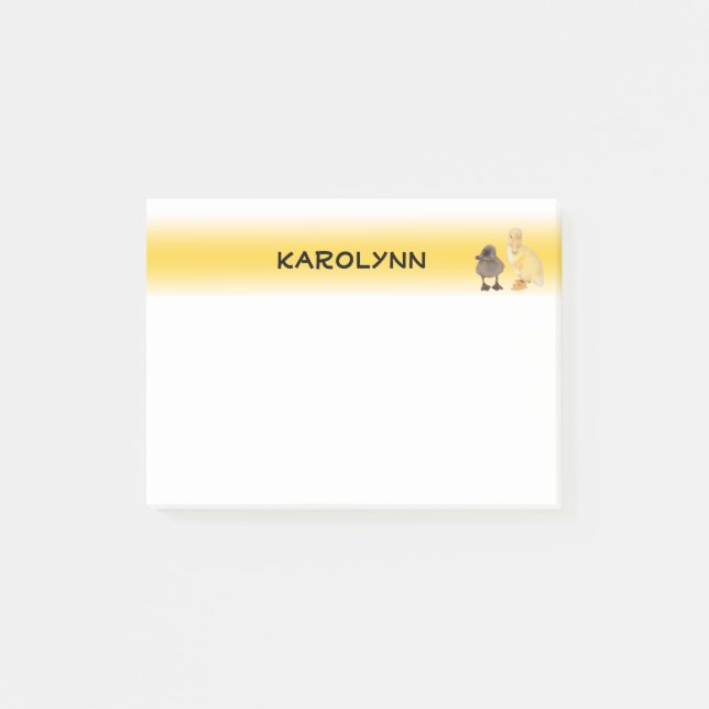 Post-it® Adorable Gris Jaune Modèle photo Canards (Devant)