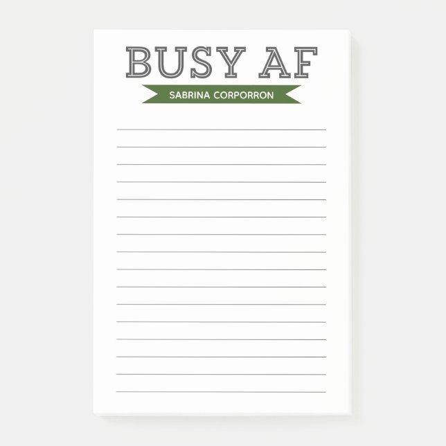 Post-it® AF occupée | Typographie moderne tendance | Vert (Devant)