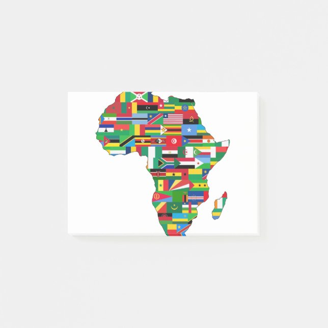 Post-it® Afrique Pays du continent Drapeaux Carte Nations (Devant)