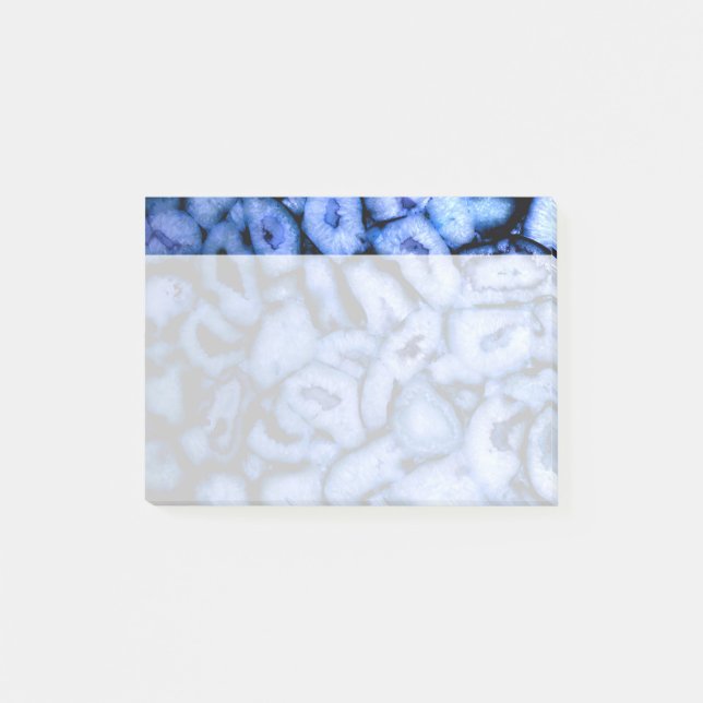 Post-it® Agate de quartz bleu, Geodes bleues, motif abstrai (Devant)