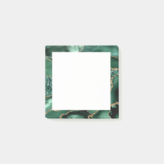 Post-it® Agate Green Gold Parties scintillant Géode Marbre  (Devant)