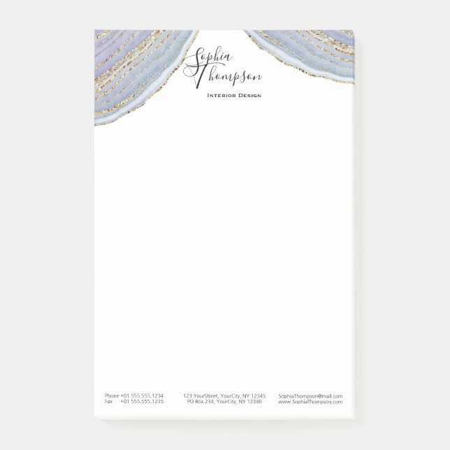 Post-it® Agate moderne de Geode de lavande d'or - notes de (Devant)