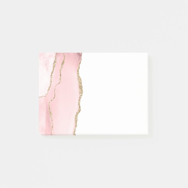 Post-it® Agate rose vierge avec ruban or Élégant (Devant)