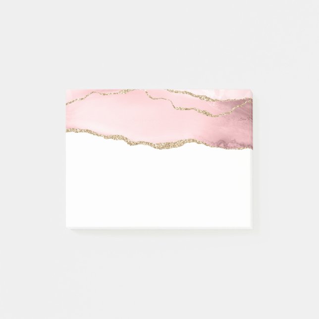 Post-it® Agate rose vierge avec ruban or Élégant (Devant)