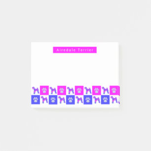 Post-it® Airedale Terrier Dog & Paw Hot Pink & Blue