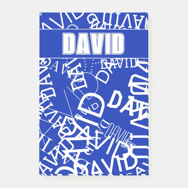 Post-it® Ajouter n'importe quel nom, nom collage En bleu &  (Devant)