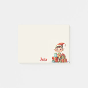 Post-it® Ajouter un nom Père Noël Elfe de Noël avec cadeaux