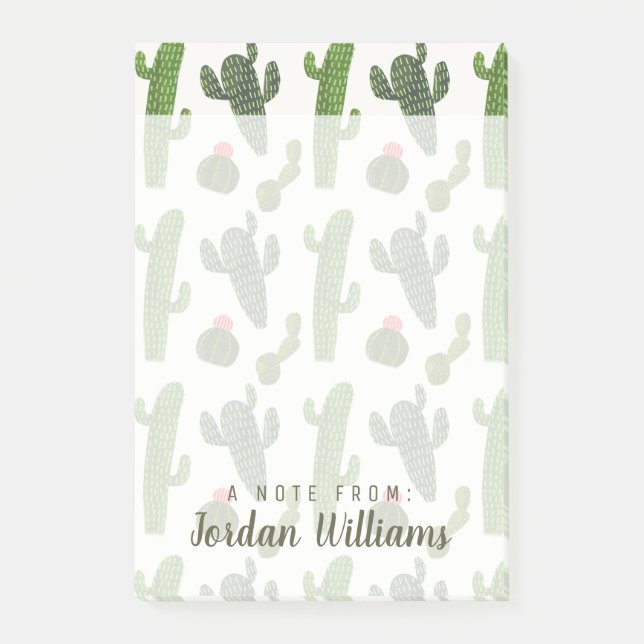 Post-it® Ajouter votre nom| Collection Llamarama| Cactus mi (Devant)