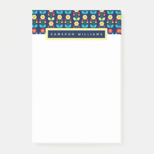 Post-it® Ajoutez votre motif floral   coloré nommé