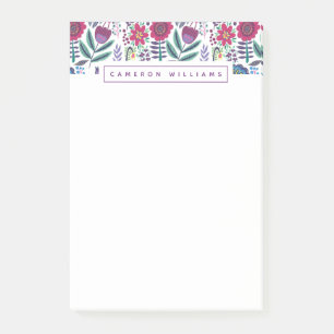 Post-it® Ajoutez votre motif floral d'art populaire  