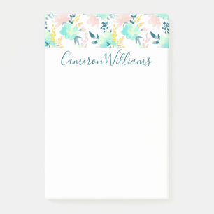 Post-it® Ajoutez votre motif floral nommé d'aquarelle