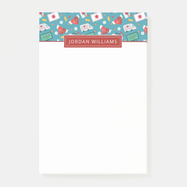 Post-it® Ajoutez votre motif | Médicale nommé d'icône (Devant)