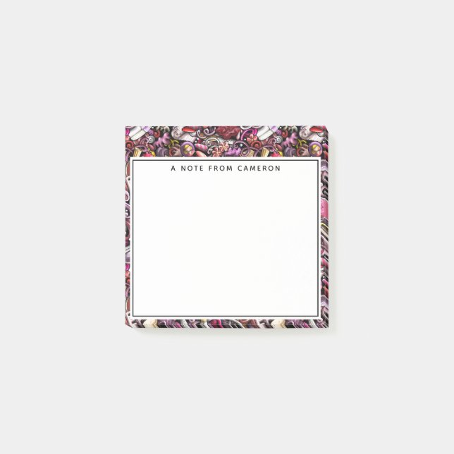 Post-it® Ajoutez votre motif nommé de studio de clou de | (Devant)