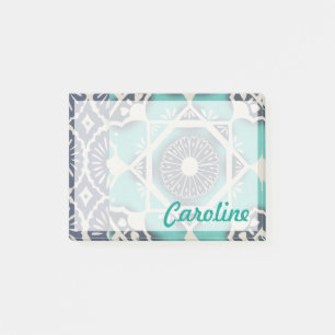 Post-it® Ajoutez votre nom   Carrelage Batik bleu II