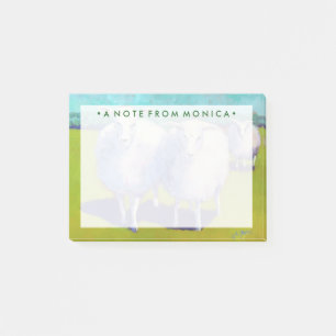 Post-it® Ajoutez votre nom Deux Moutons En Champ