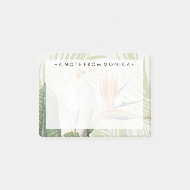 Post-it® Ajoutez votre nom | Feuilles de palmiers à oiseaux (Devant)
