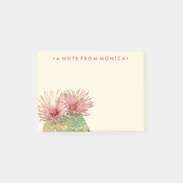 Post-it® Ajoutez votre nom | Fleurs roses de cactus (Devant)
