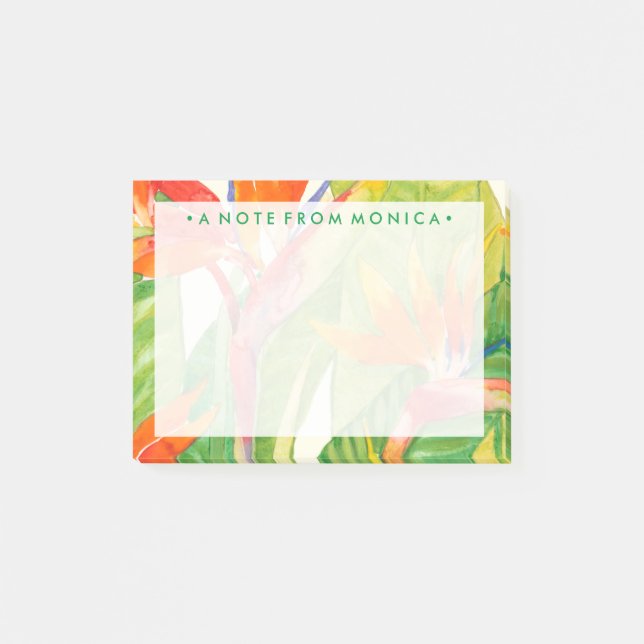 Post-it® Ajoutez votre nom | Fleurs tropicales | Oiseau du  (Devant)