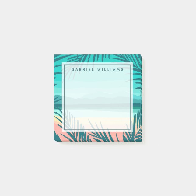 Post-it® Ajoutez votre nom | Scène de plage tropicale (Devant)