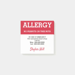 Post-it® Alerte d'allergie alimentaire Coordonnées d'urgenc
