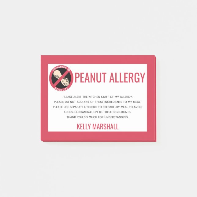 Post-it® Alerte d'allergie aux arachides Restaurant Enfants (Devant)