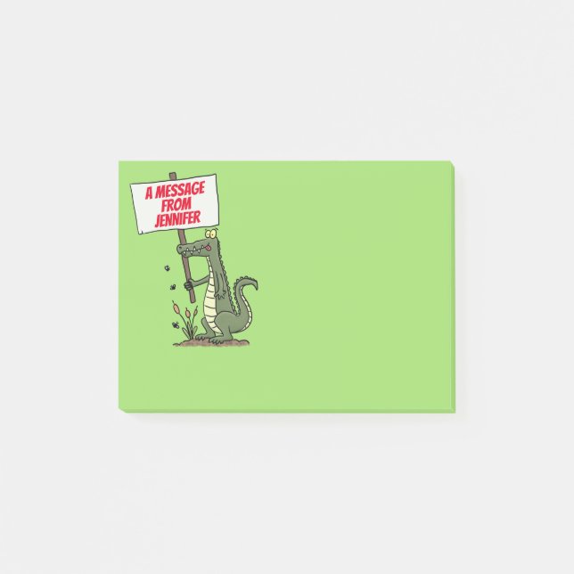 Post-it® Aligator de crocodile drôle avec dessin animé (Devant)