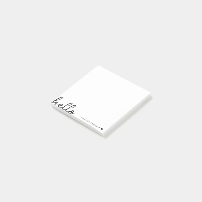 Post-it® Allo minimal | Coeur moderne propre blanc simple (Incliné)