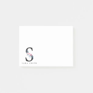 POST-IT® ALPHABÈTES FLORAUX BLEUS DOUX NOM LETTRE S