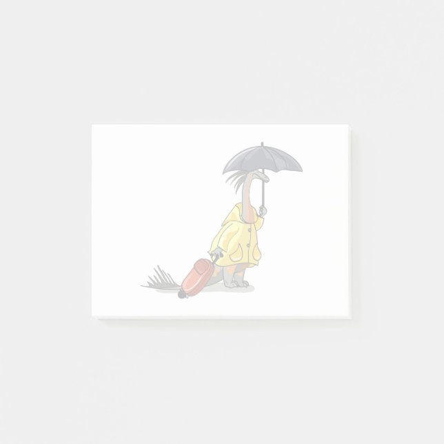 Post-it® Amargasaurus Portant Un Parapluie Et Une Valise. (Devant)