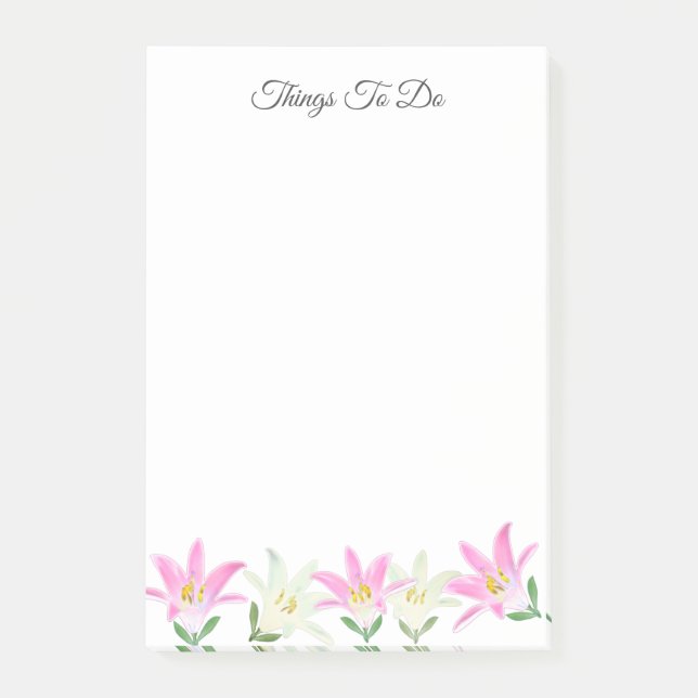 Post-it® Amaryllis rose et blanc sur les choses blanches à  (Devant)