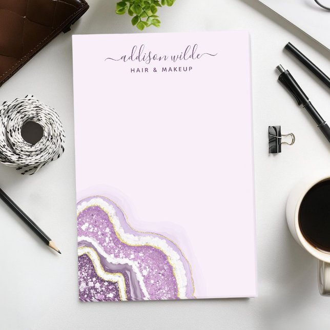 Post-it® Améthyste Violet Pailleté Agate Géode Luxe Chic (Créateur téléchargé)