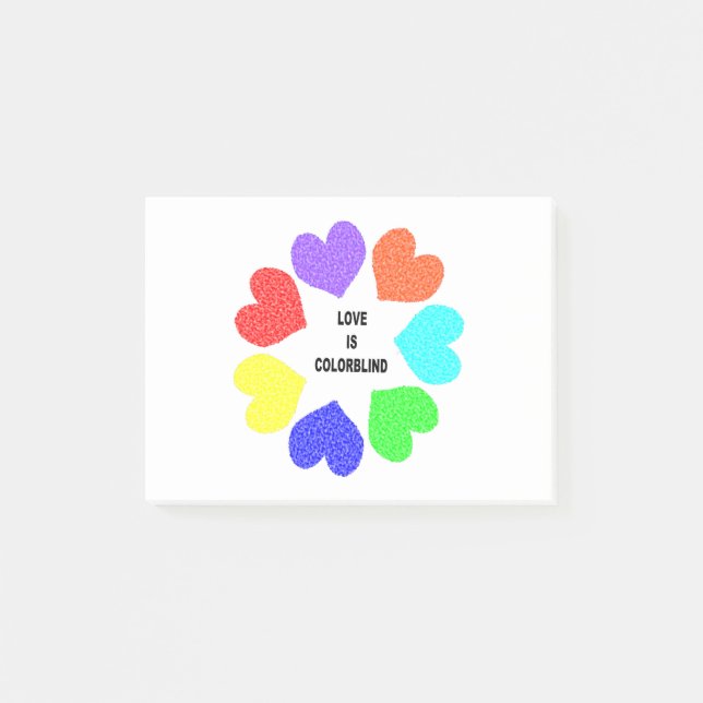 Post-it® Amour interracial Rainbow Hearts Post it note Pad (Devant)