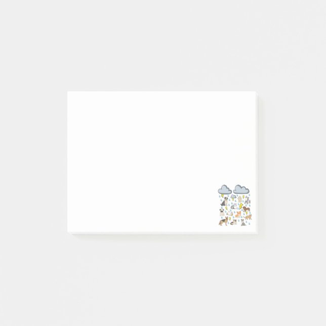 Post-it® Amusant Anglais Idiom Pluie Chats et Chiens Chiens (Devant)