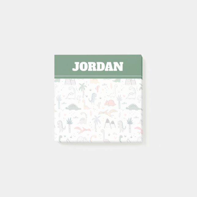 Post-it® Amusant Pastel Dinosaur Motif de scène (Devant)