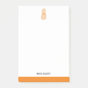 Post-it® Ananas et bordure orange blanc et brillant, nom