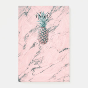 Post-it® Ananas & marbre rose Swirl Moderne Chic tendance