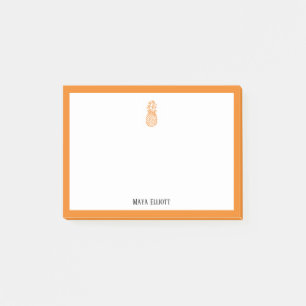 Post-it® Ananas orange et bordure en blanc avec nom