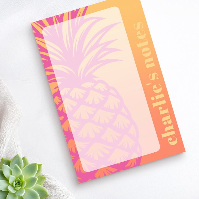 Post-it® Ananas rose chaud orange dégradé jaune rétro (Hot pink pineapple orange yellow gradient retro post-it notes)
