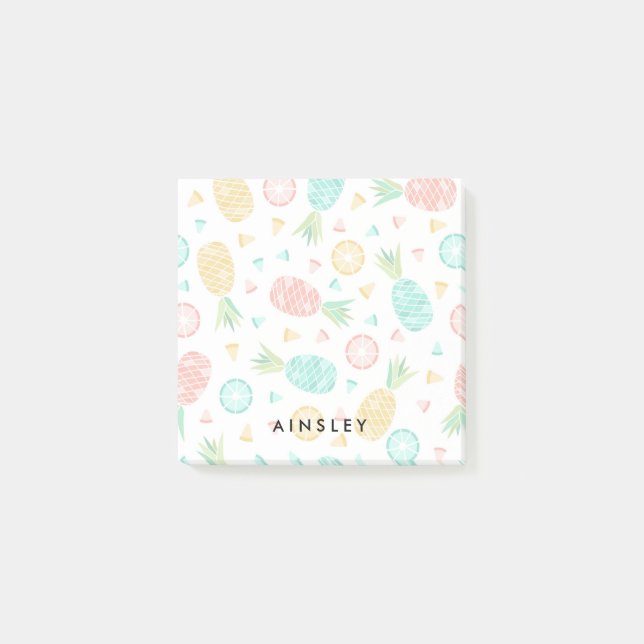 Post-it® Ananas roses et nom fait sur commande jaune (Devant)