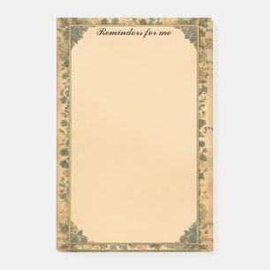 Post-it® Ancien cadre de papier et fleurs bleues