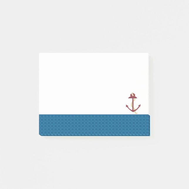 Post-it® Ancre nautique avec bordure à motif bleu (Devant)