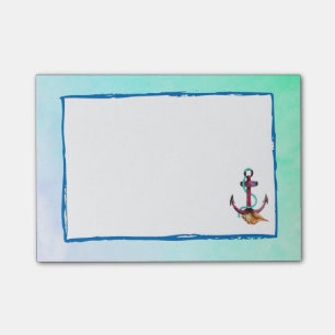 Post-it® Ancre Rose Avec Corde Et Coquillages En Aquarelle