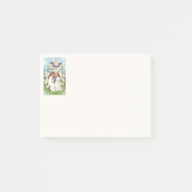 Post-it® Anges Mignons Avec Croix Et Fleurs  (Devant)