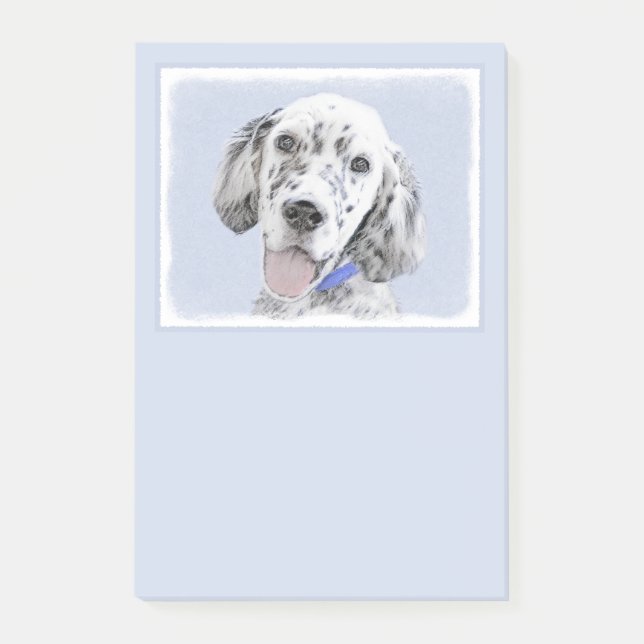 Post-it® Anglais Setter Blue Belton Peinture Chien Art (Devant)