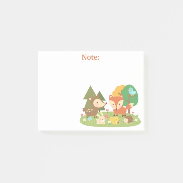 Post-it® Animal mignon de forêt de région boisée pour des (Devant)