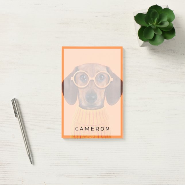 Post-it® Animaux de bébés cutest | Chandail orange Dachshun (Bureau)