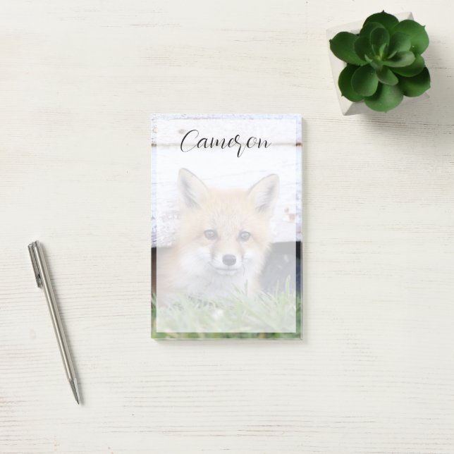 Post-it® Animaux de bébés cutest | Red Fox Kit Peeking (Bureau)