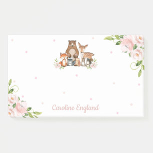 Post-it® Animaux de forêt florale de Blush Chic Whimsical