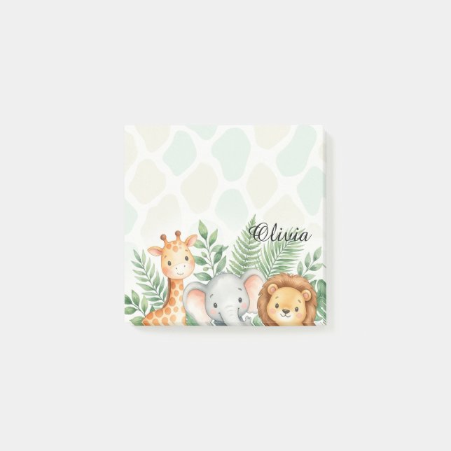 Post-it® Animaux de Safari à l'aquarelle mignons étiquettes (Devant)